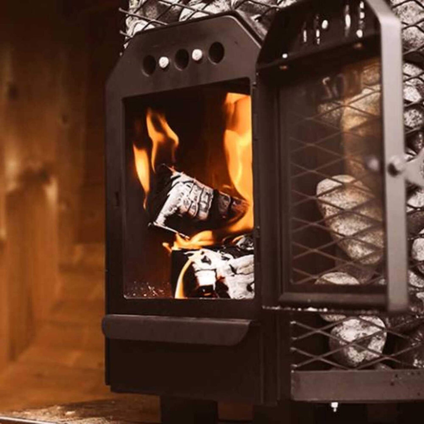 Floor Mount Wood-Burning Sauna Stove With Stones | By Cozy O