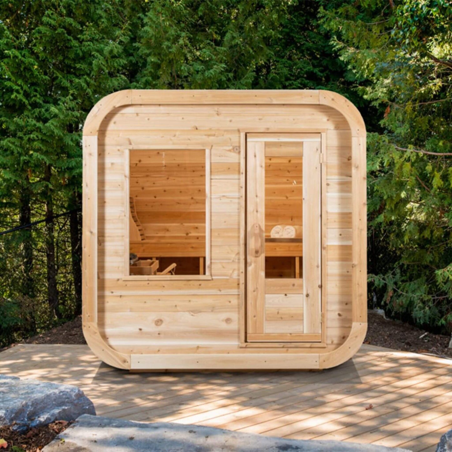 DUNDALK LUNA | 4-Person Canadian Timber Cube Sauna | By Leisure Craft