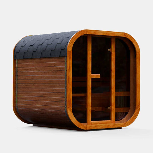 MW20 Outdoor 6 Person ThermoWood | Traditional Steam Sauna (Electric Heater Or Wood Fire Heater) | By Mande Spa