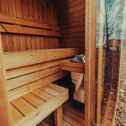 MW12 Outdoor 2-3 Person ThermoWood | Traditional Steam Sauna (Electric Heater) | By Mande