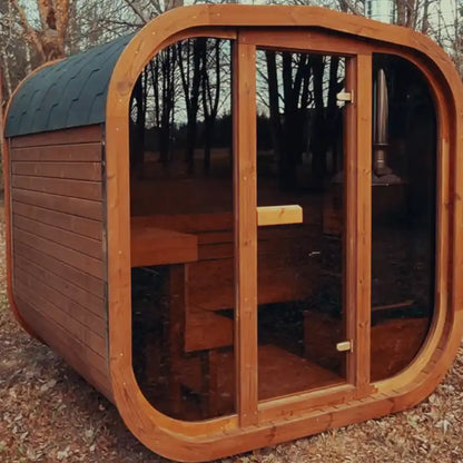 MW20 Outdoor 6 Person ThermoWood | Traditional Steam Sauna (Electric Heater Or Wood Fire Heater) | By Mande Spa