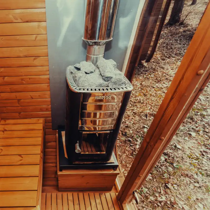MW20 Outdoor 6 Person ThermoWood | Traditional Steam Sauna (Electric Heater Or Wood Fire Heater) | By Mande Spa