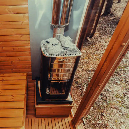 MW20 Outdoor 6 Person ThermoWood | Traditional Steam Sauna (Electric Heater Or Wood Fire Heater) | By Mande Spa