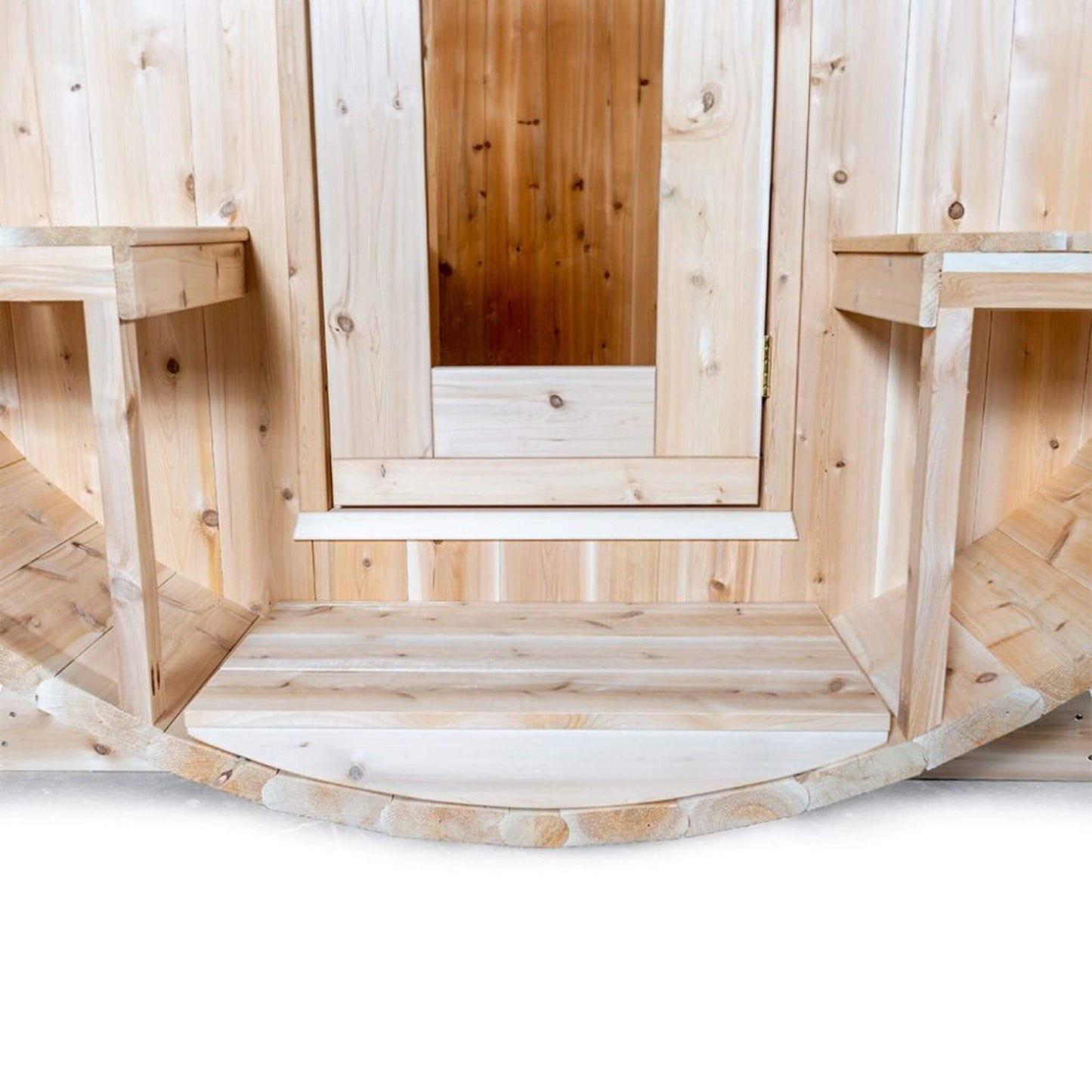 DUNDALK SERENITY | 4-Person Canadian Timber | Barrel Sauna With Solid Wood Benches | By Leisure Craft