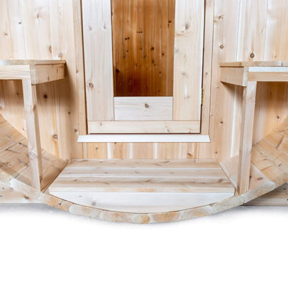 DUNDALK SERENITY | 4-Person Canadian Timber | Barrel Sauna With Solid Wood Benches | By Leisure Craft