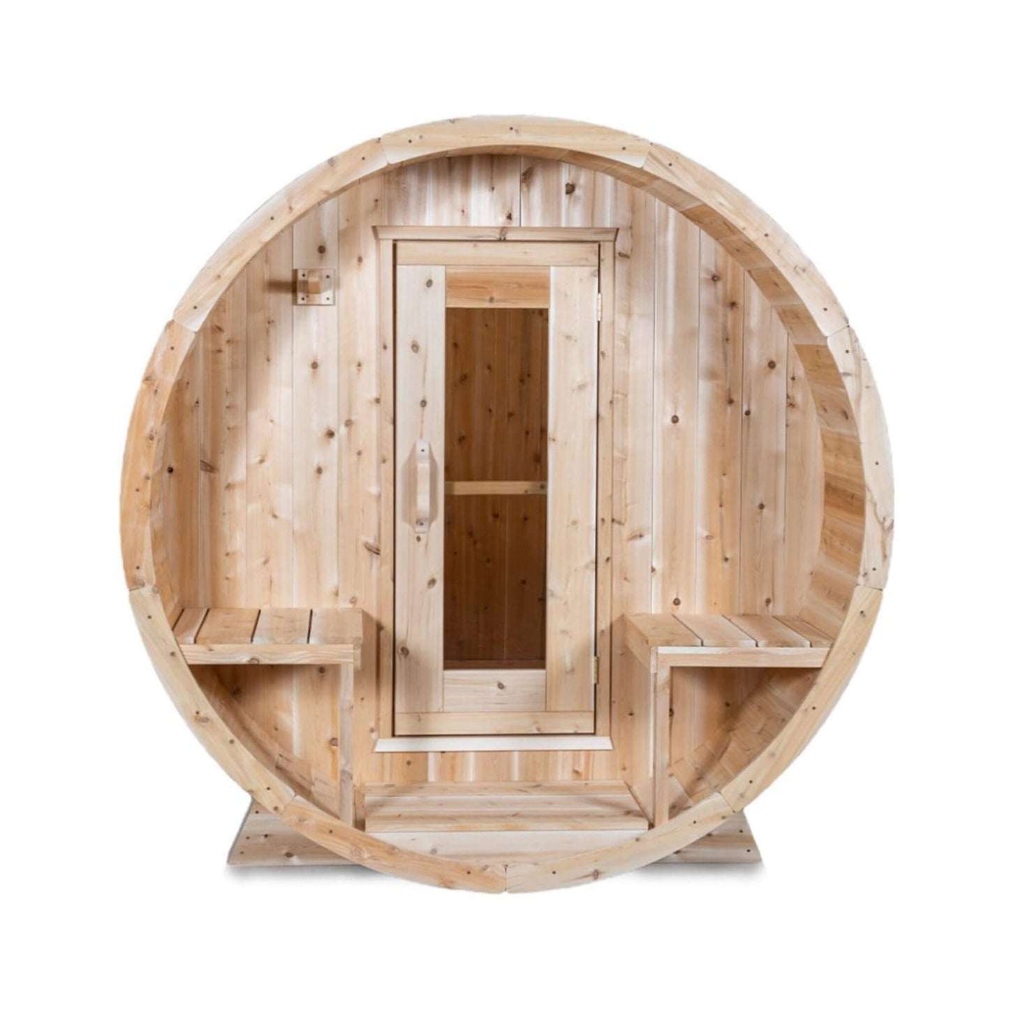 DUNDALK SERENITY | 4-Person Canadian Timber | Barrel Sauna With Solid Wood Benches | By Leisure Craft