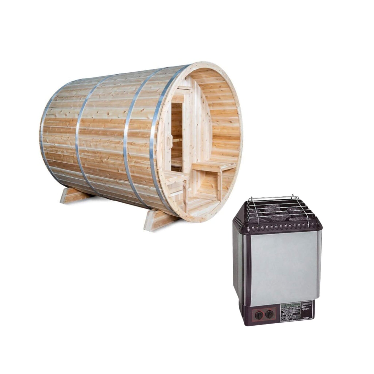 DUNDALK SERENITY | 4-Person Canadian Timber | Barrel Sauna With Solid Wood Benches | By Leisure Craft