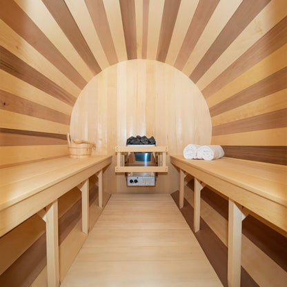 DUNDALK TRANQUILITY | 6-Person Canadian Timber Barrel Sauna  | By Leisure Craft