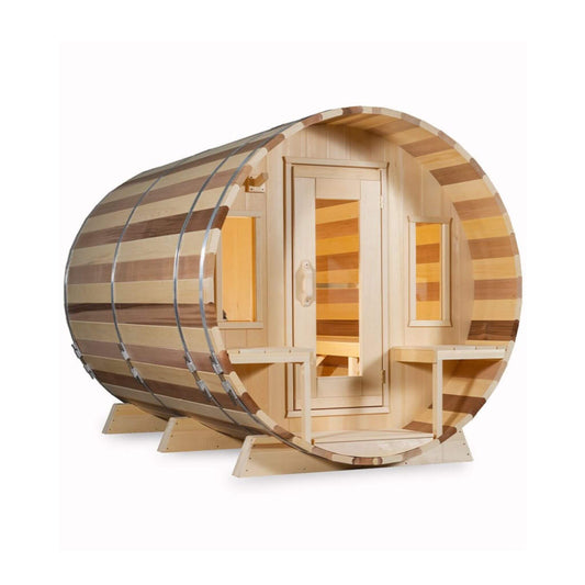 DUNDALK TRANQUILITY | 6-Person Canadian Timber Barrel Sauna  | By Leisure Craft