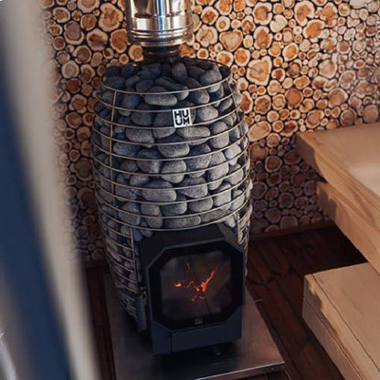 HIVE FLOW MINI | Wood-Burning Sauna Stove With Firebox Extension & Sauna Stones | By Huum