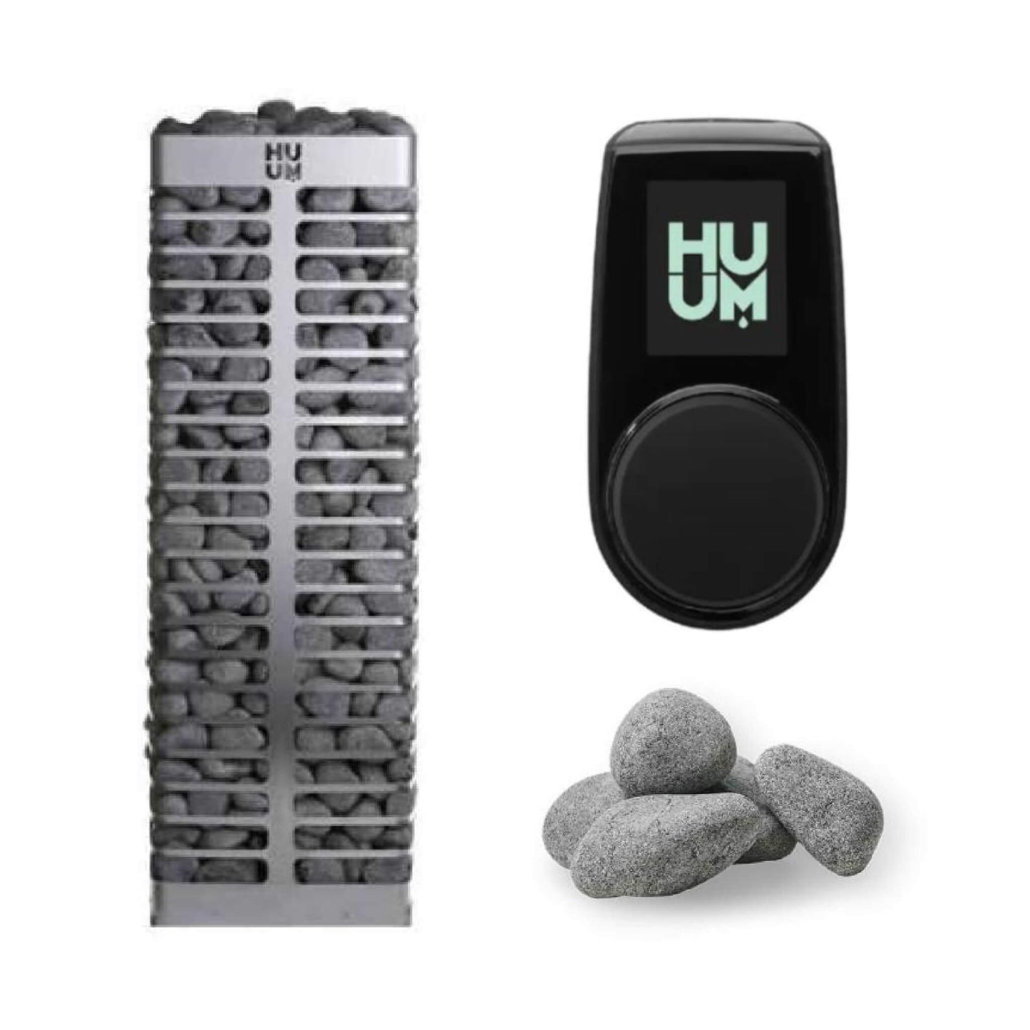 STEEL SERIES | Pillar Sauna Heater With UKU Control & Stones | By Huum