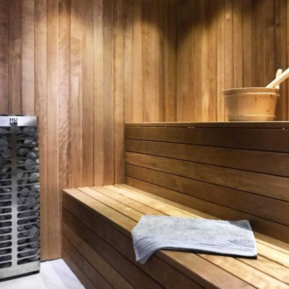 STEEL SERIES | Pillar Sauna Heater With UKU Control & Stones | By Huum