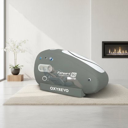 OXYREVO device on a surface with a modern interior background