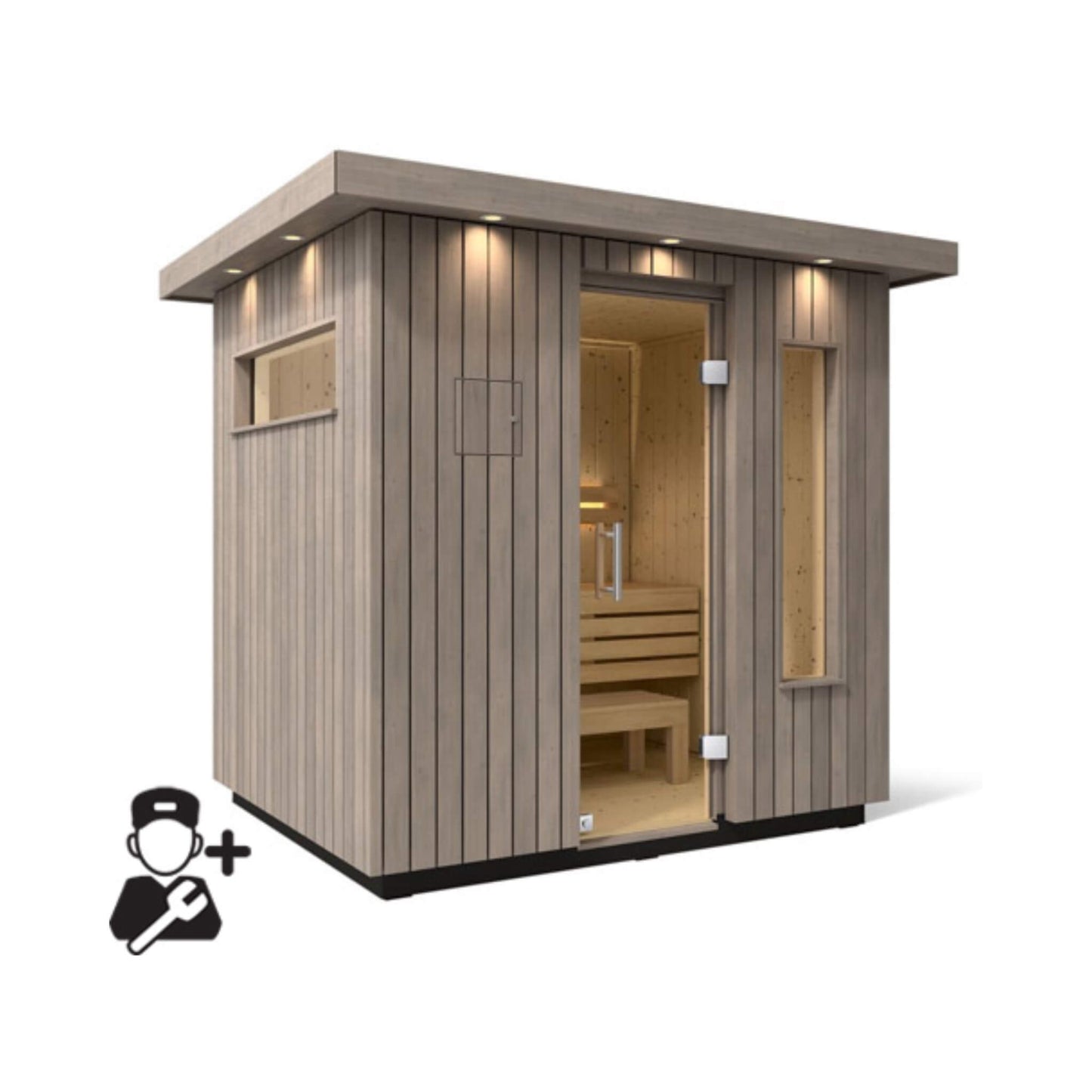 C2 Outdoor Traditional Steam Sauna | 3, 5 Or 6-Person | Weathered Gray Spruce | By Kohler
