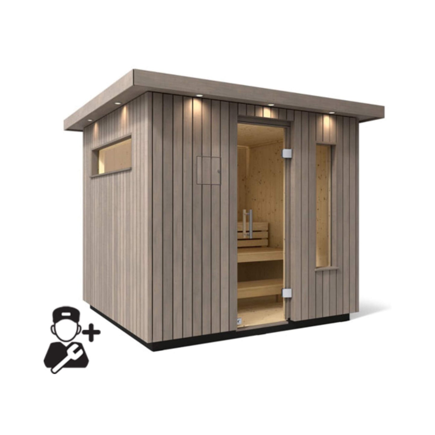 C2 Outdoor Traditional Steam Sauna | 3, 5 Or 6-Person | Weathered Gray Spruce | By Kohler