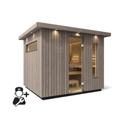 C2 Outdoor Traditional Steam Sauna | 3, 5 Or 6-Person | Weathered Gray Spruce | By Kohler