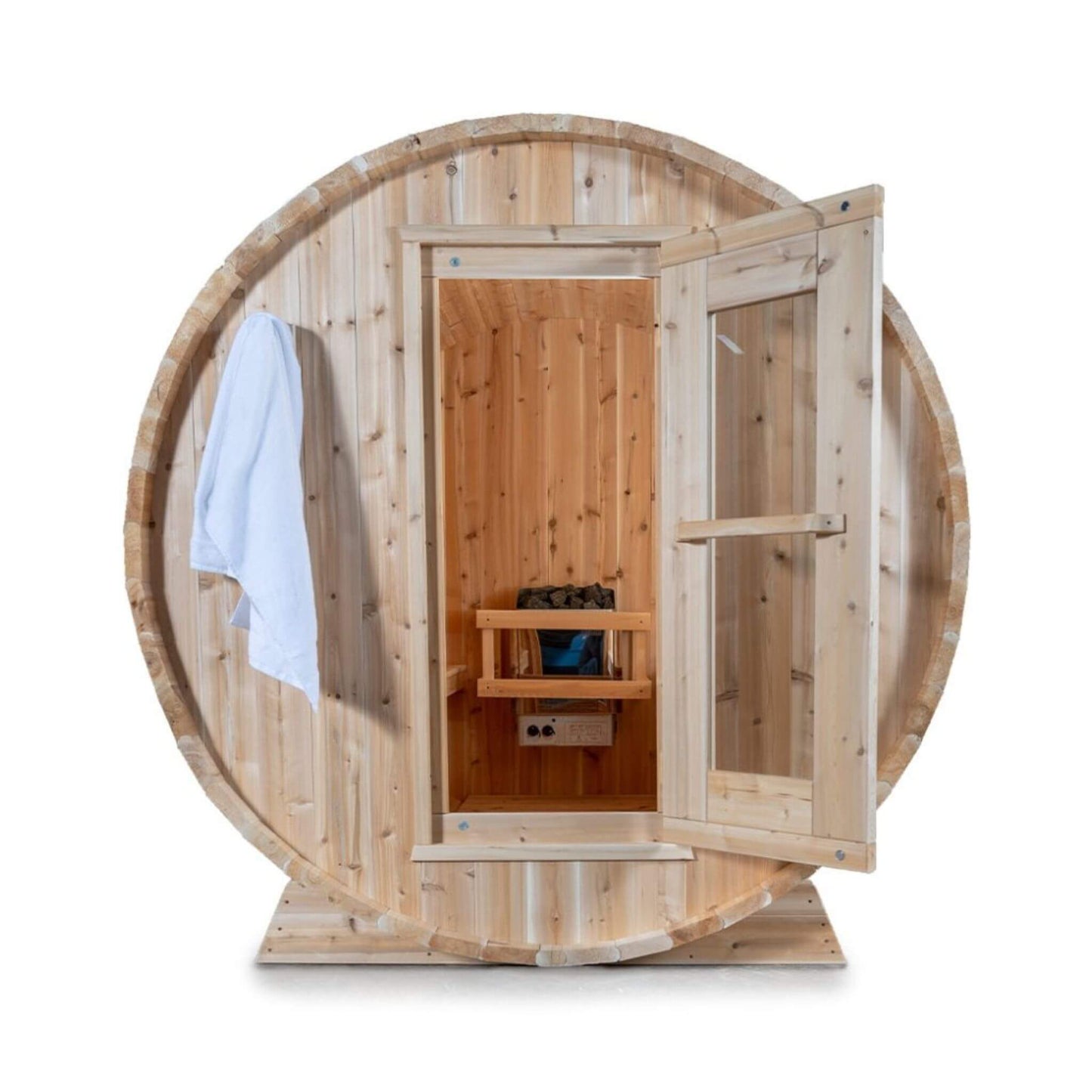 DUNDALK HARMONY | 4-Person Canadian Timber Barrel Sauna | By Leisure Craft