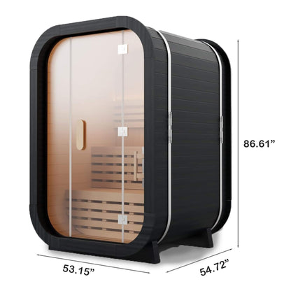 OUTDOOR CUBE SAUNA | 2-Person Premium Spruce | 4.5KW Electric Stove | Zero EMF | 8mm Tempered Glass | 3-Year Warranty | By Thermora