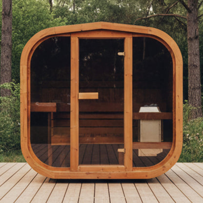 MANDE MW12 | Outdoor 3 Person ThermoWood Cube | Traditional Steam Sauna (Electric Heater)