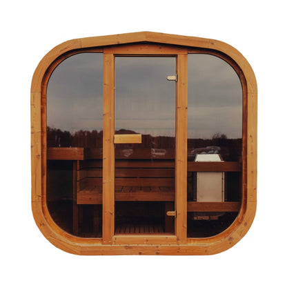 MANDE MW12 | Outdoor 3 Person ThermoWood Cube | Traditional Steam Sauna (Electric Heater)