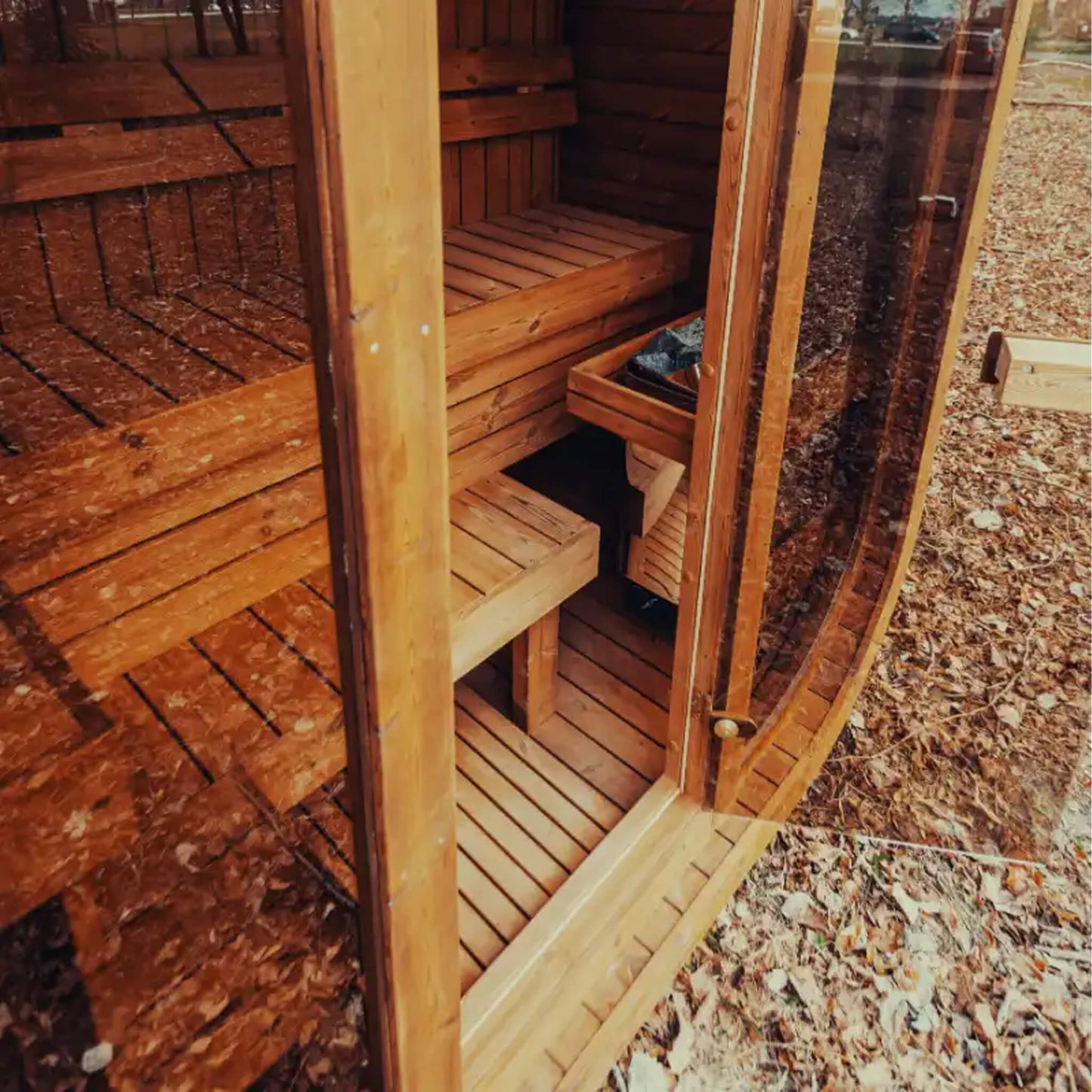 MANDE MW12 | Outdoor 3 Person ThermoWood Cube | Traditional Steam Sauna (Electric Heater)