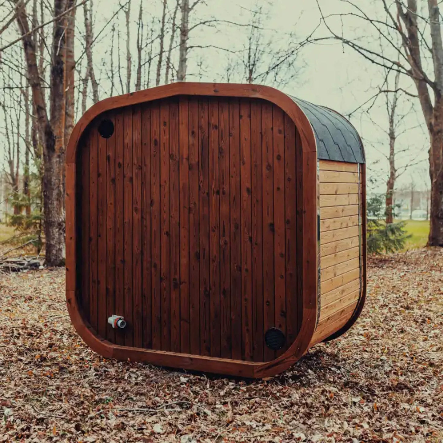 MANDE MW12 | Outdoor 3 Person ThermoWood Cube | Traditional Steam Sauna (Electric Heater)