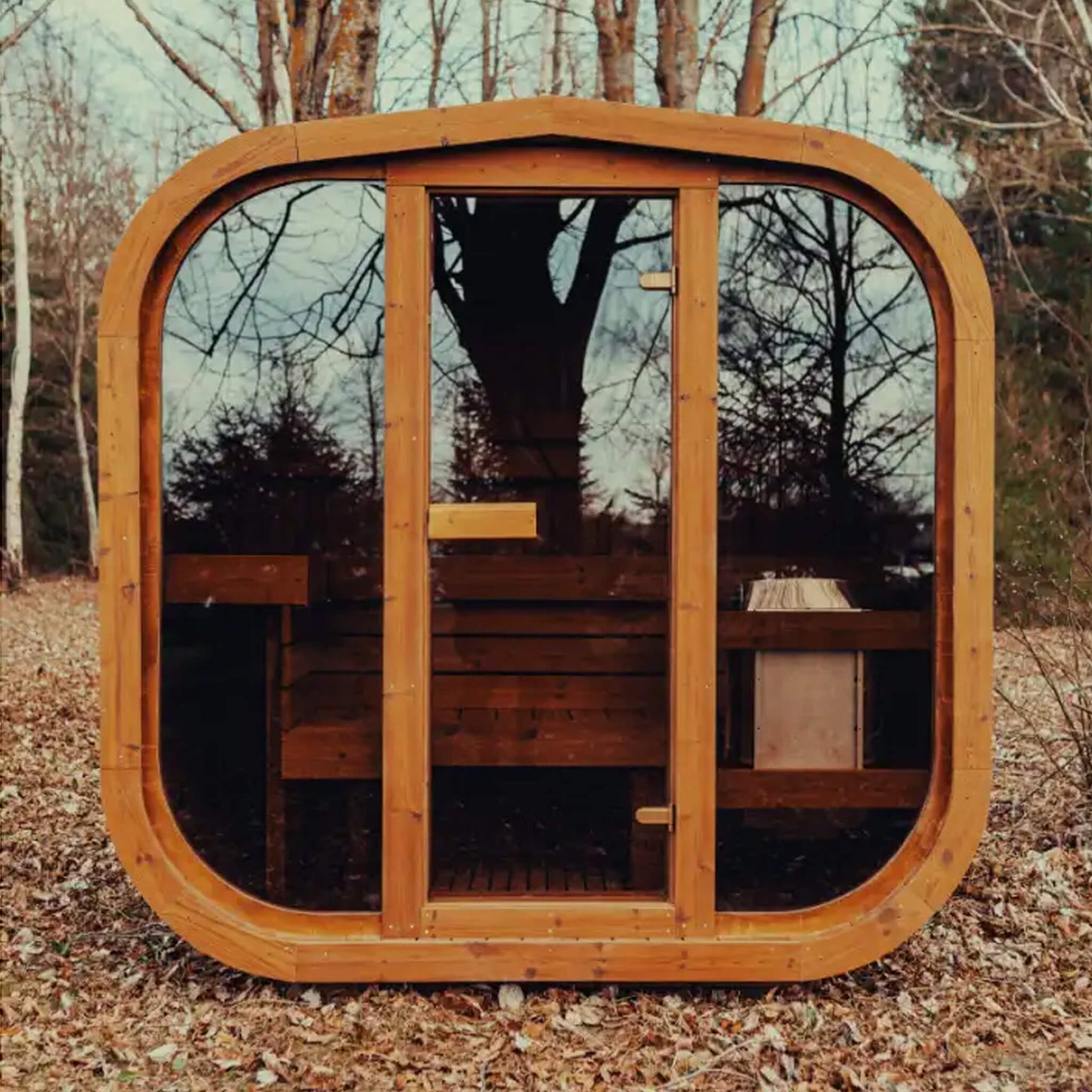 MANDE MW12 | Outdoor 3 Person ThermoWood Cube | Traditional Steam Sauna (Electric Heater)