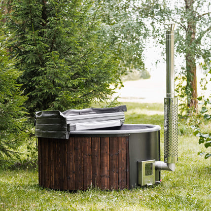 Premium Wood-Fire Hot Tub | 4 Person | ThermoWood® Exterior + Fiberglass Interior | Handcrafted In Lithuania