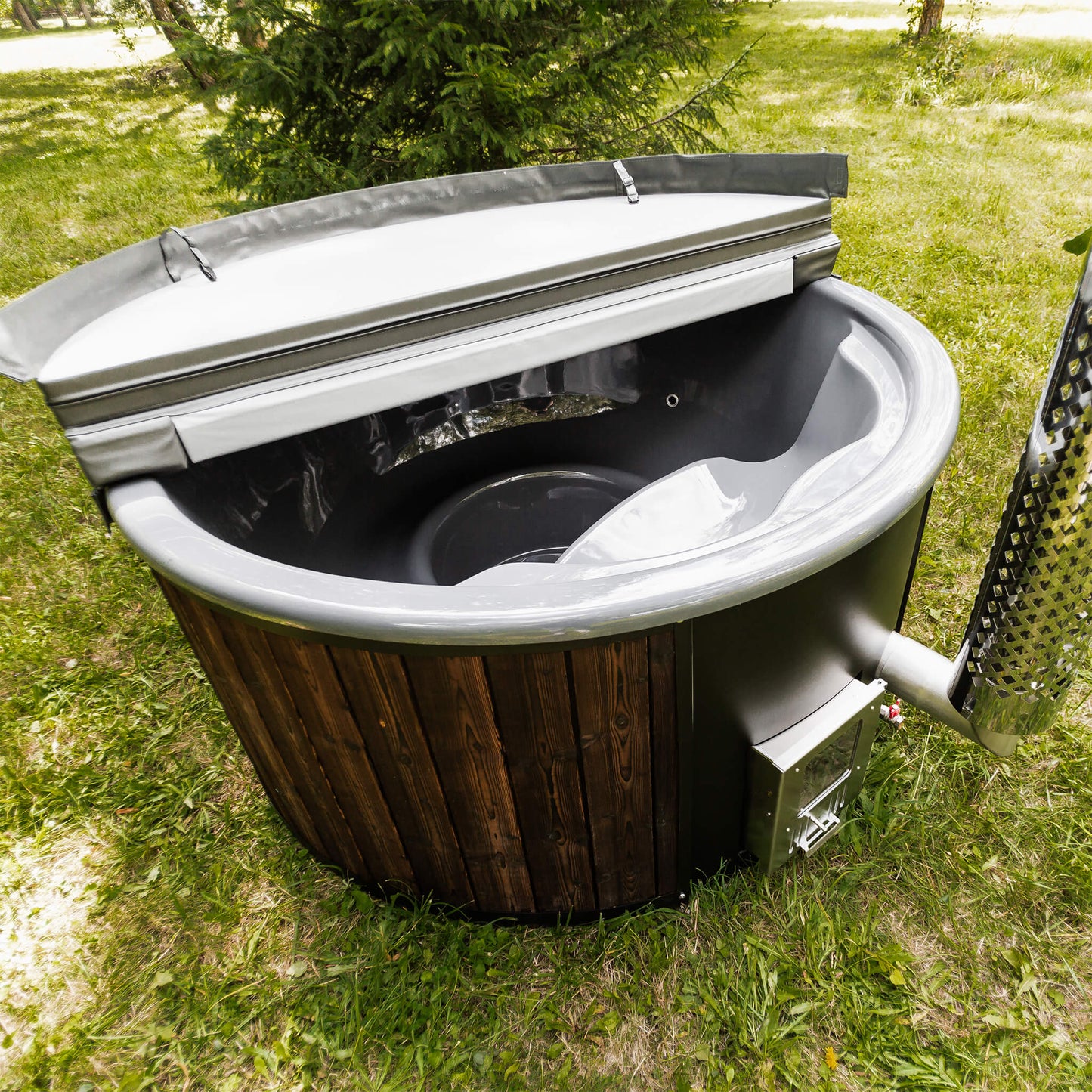 Premium Wood-Fire Hot Tub | 4 Person | ThermoWood® Exterior + Fiberglass Interior | Handcrafted In Lithuania