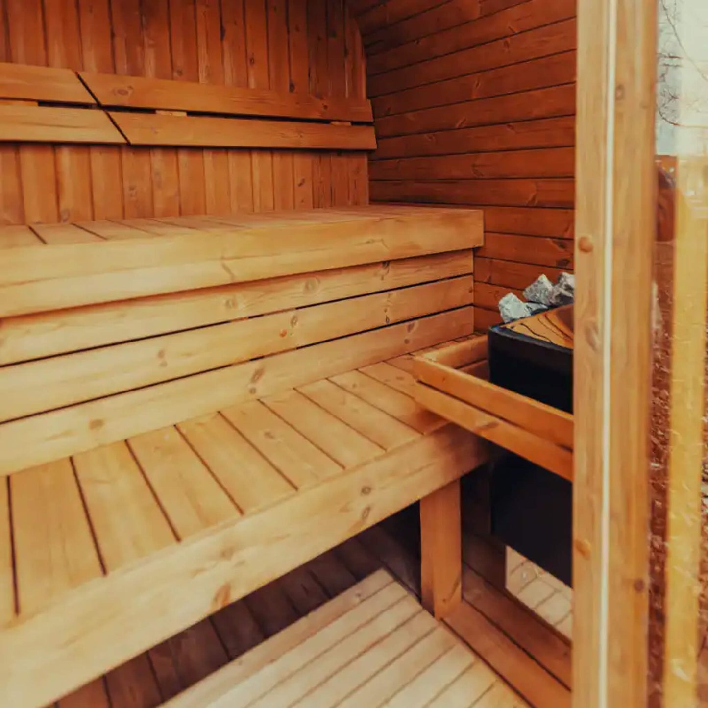 MANDE SPA MW16 Outdoor 4 Person | ThermoWood Cube | Traditional Steam Sauna (Electric Heater)