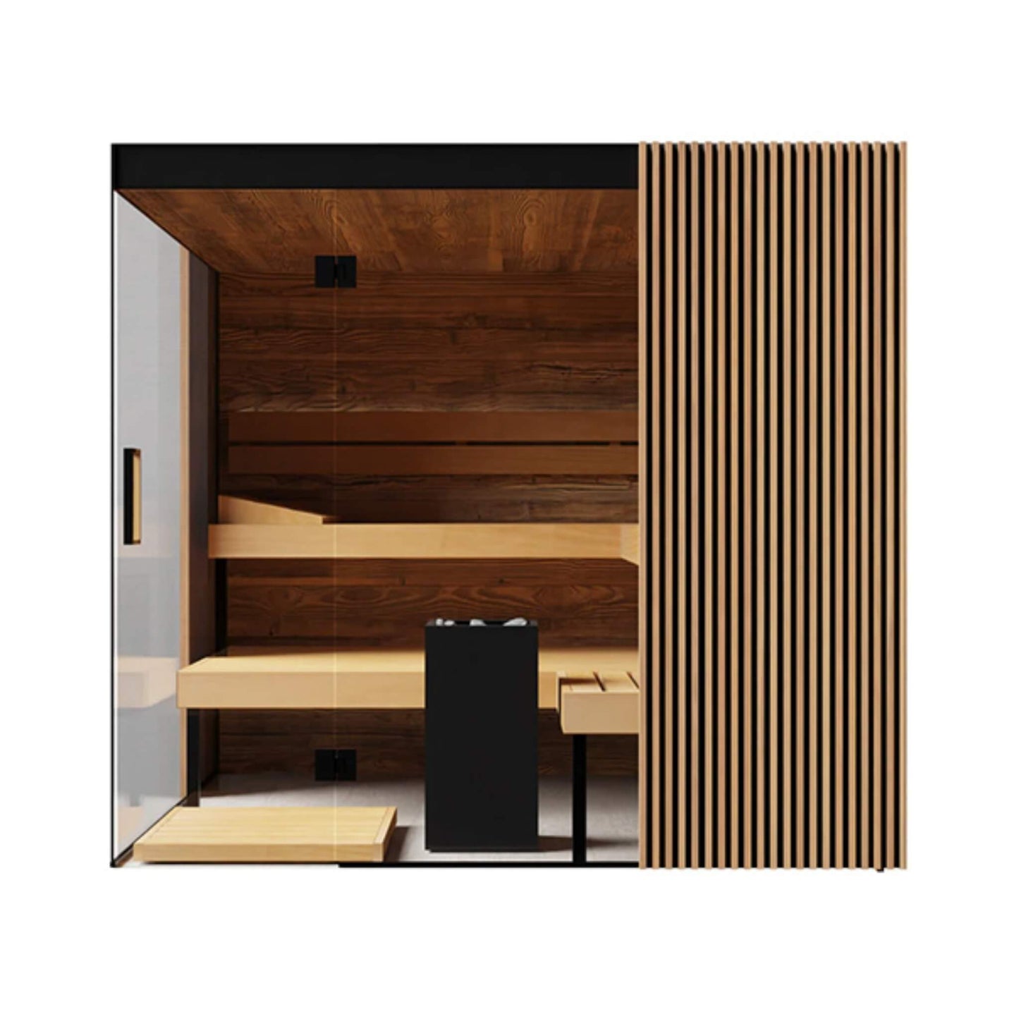 AALTO 4-Person Indoor Traditional Steam Sauna | Semi Panoramic Glass | By Thermasol