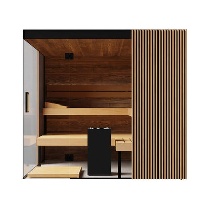 AALTO 4-Person Indoor Traditional Steam Sauna | Semi Panoramic Glass | By Thermasol