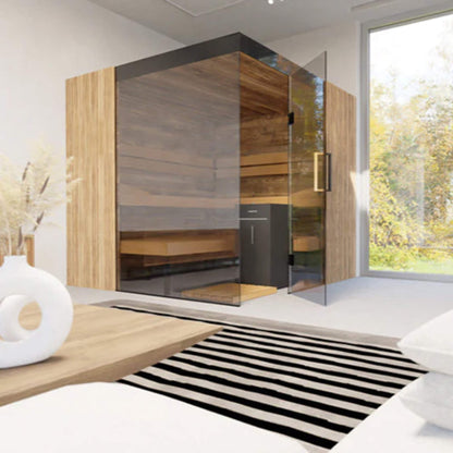 AALTO 4-Person Indoor Traditional Steam Sauna | Semi Panoramic Glass | By Thermasol