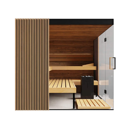 AALTO 4-Person Indoor Traditional Steam Sauna | Semi Panoramic Glass | By Thermasol