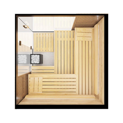 AALTO 4-Person Indoor Traditional Steam Sauna | Semi Panoramic Glass | By Thermasol