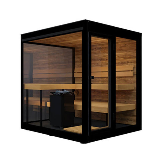 VUE 4-Person Outdoor Traditional Steam Sauna With Mirrored Glass | By Thermasol