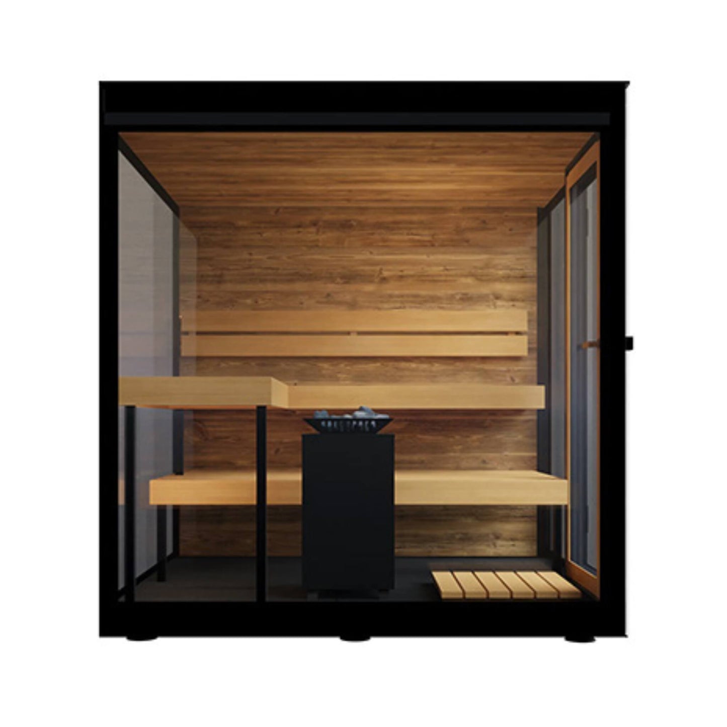 VUE 4-Person Outdoor Traditional Steam Sauna With Mirrored Glass | By Thermasol