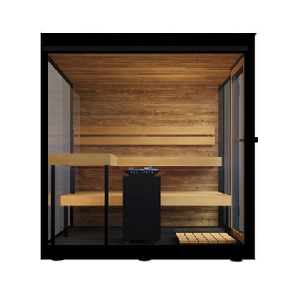 VUE 4-Person Outdoor Traditional Steam Sauna With Mirrored Glass | By Thermasol