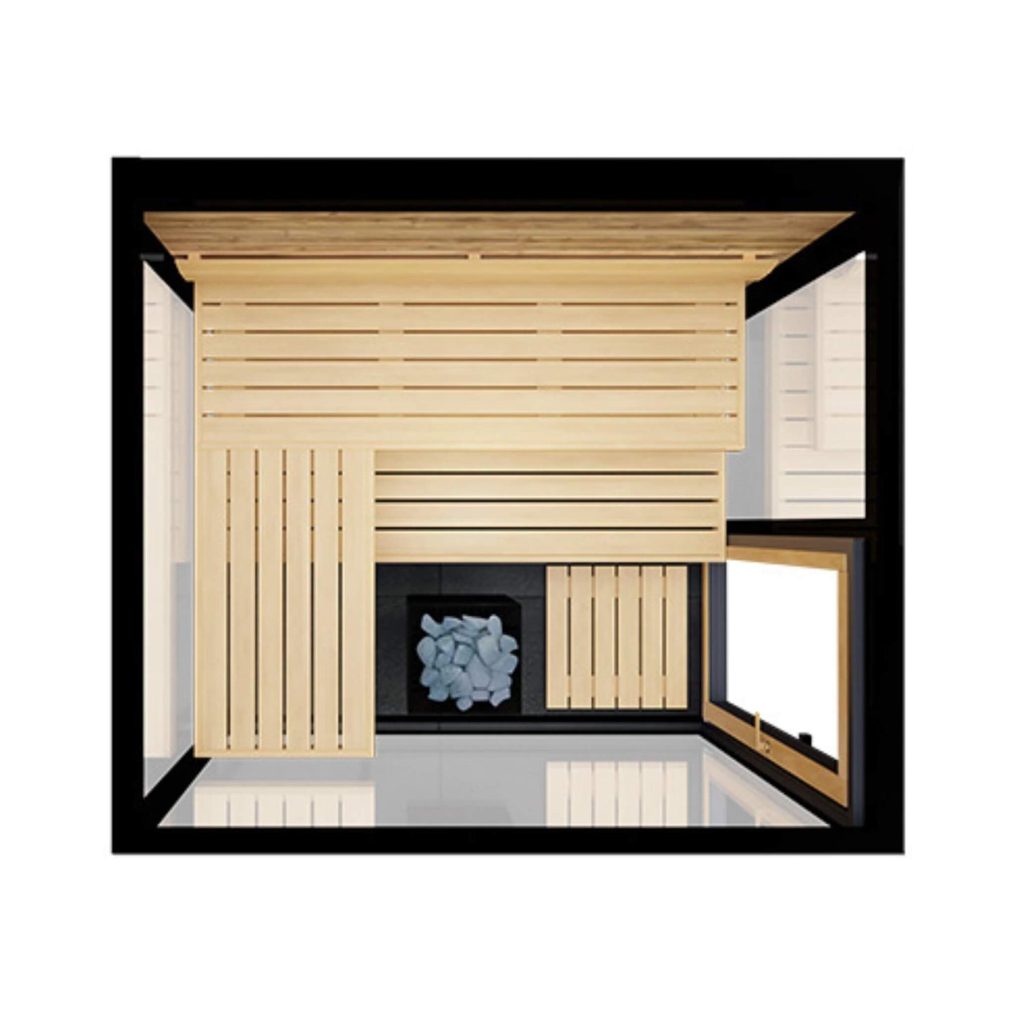 VUE 4-Person Outdoor Traditional Steam Sauna With Mirrored Glass | By Thermasol