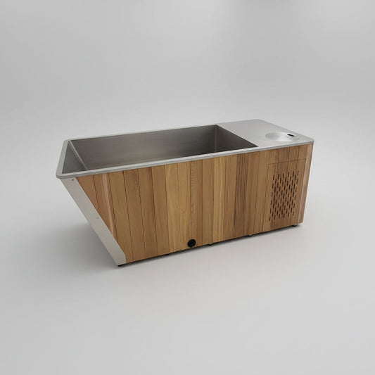 Cold Plunge + Chiller Setup | Natural Wood-Finish | Stainless Steel Tub |  (With Ozone Sanitation + Filtration)